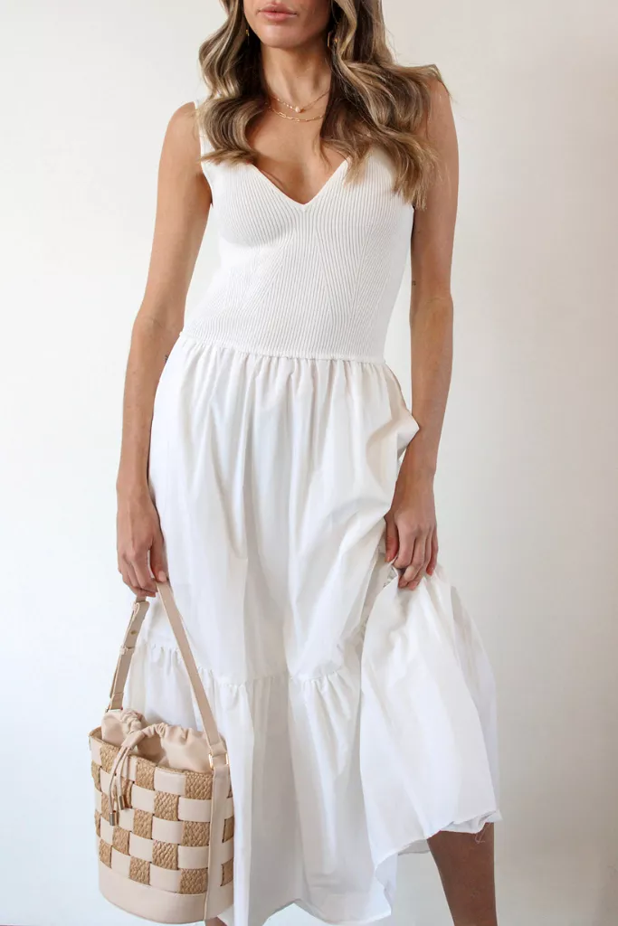 Positano Paradise Midi Dress in Off White