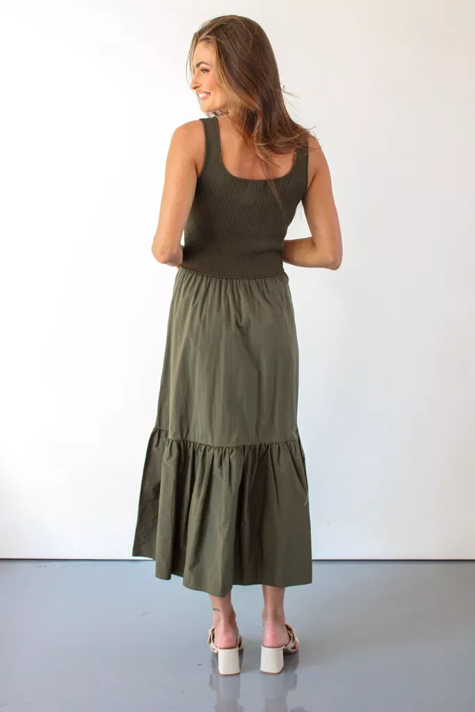 Positano Paradise Midi Dress in Olive