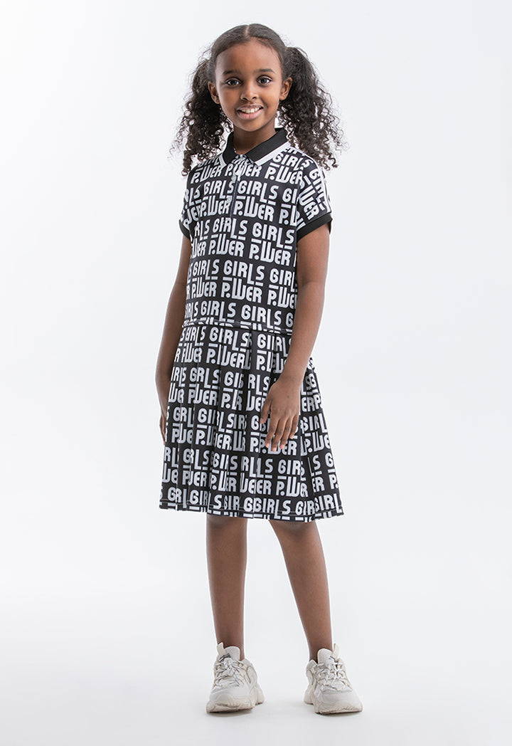 Powerpuff Girls All Over Printed Collared Dress