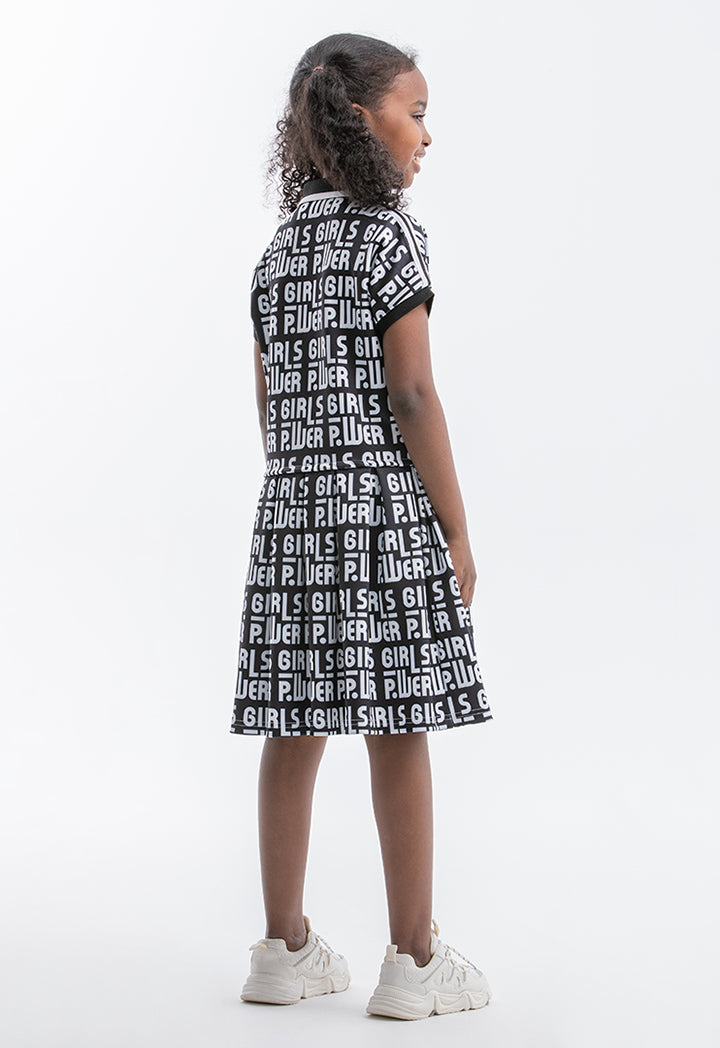 Powerpuff Girls All Over Printed Collared Dress