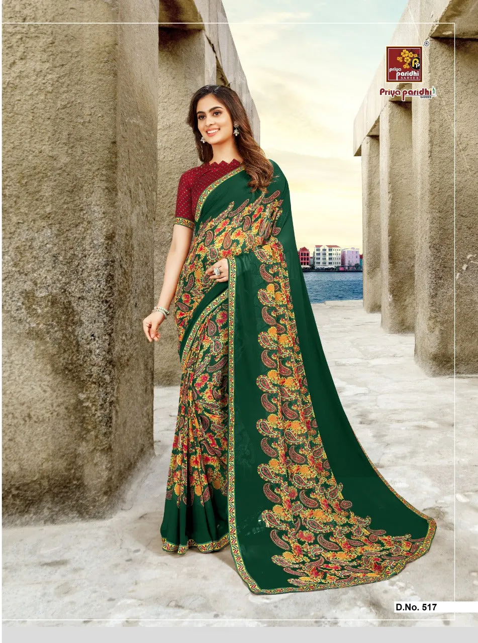 Priya Paridhi Sitafal Fancy Weightless Designer Less Border Sarees