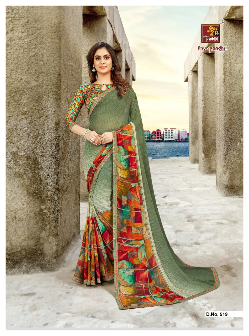 Priya Paridhi Sitafal Fancy Weightless Designer Less Border Sarees