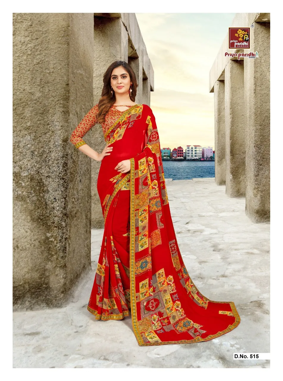 Priya Paridhi Sitafal Fancy Weightless Designer Less Border Sarees