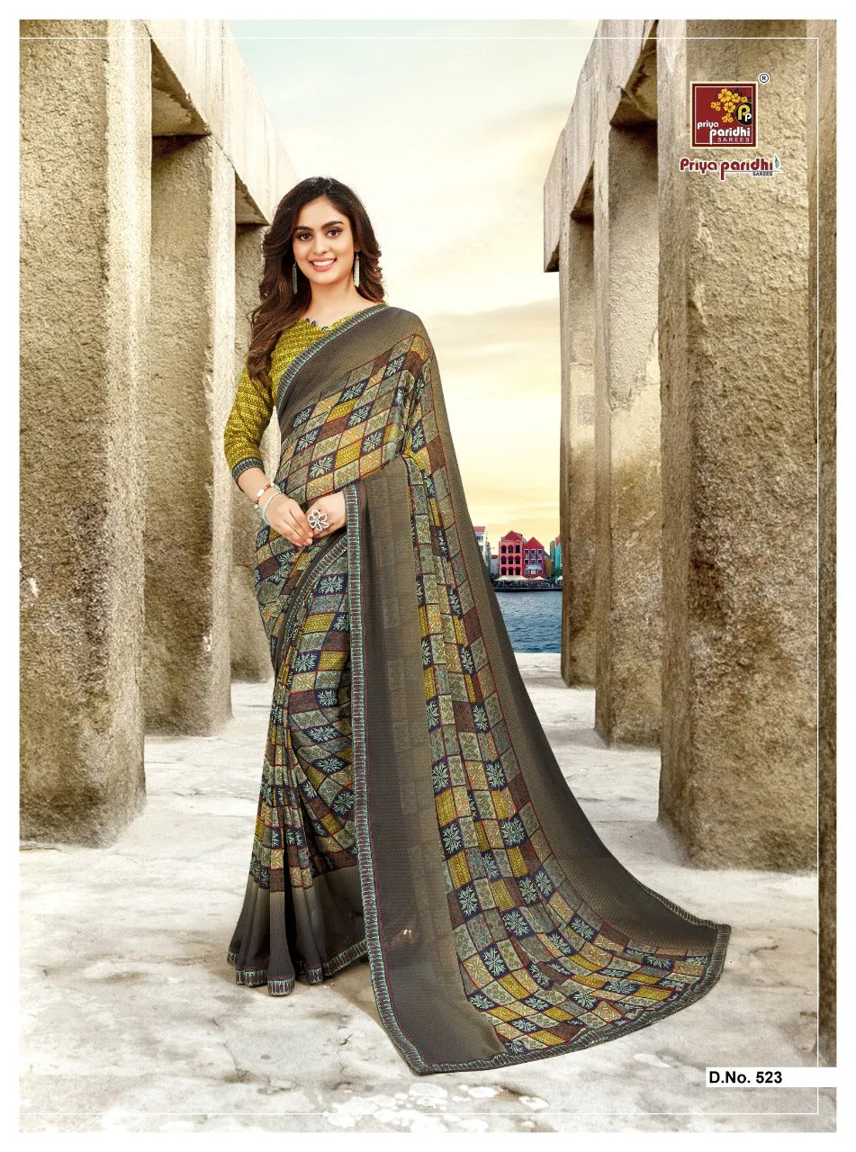 Priya Paridhi Sitafal Fancy Weightless Designer Less Border Sarees