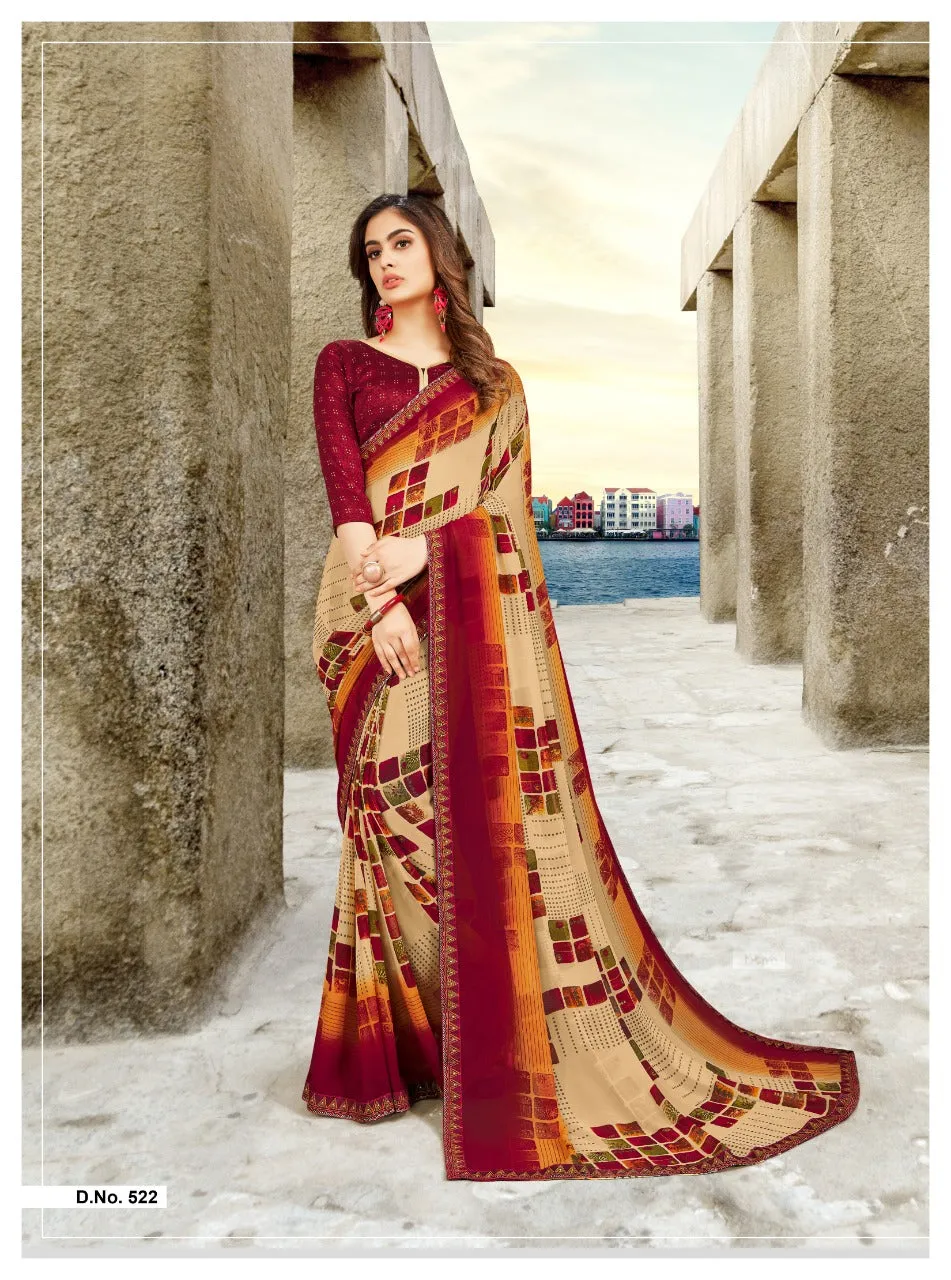 Priya Paridhi Sitafal Fancy Weightless Designer Less Border Sarees