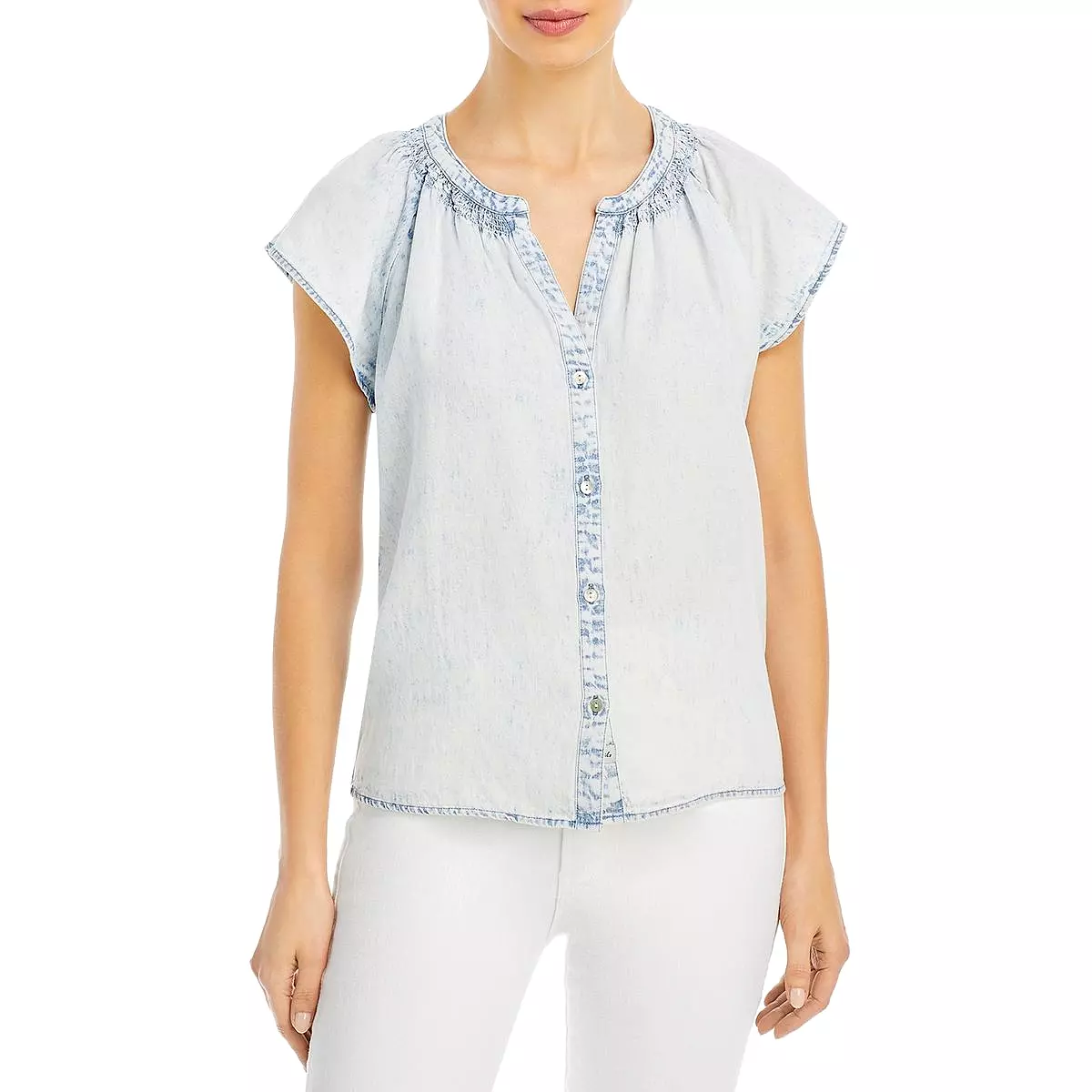 Rails Womens Alena Tencel Acid Wash Button-Down Top