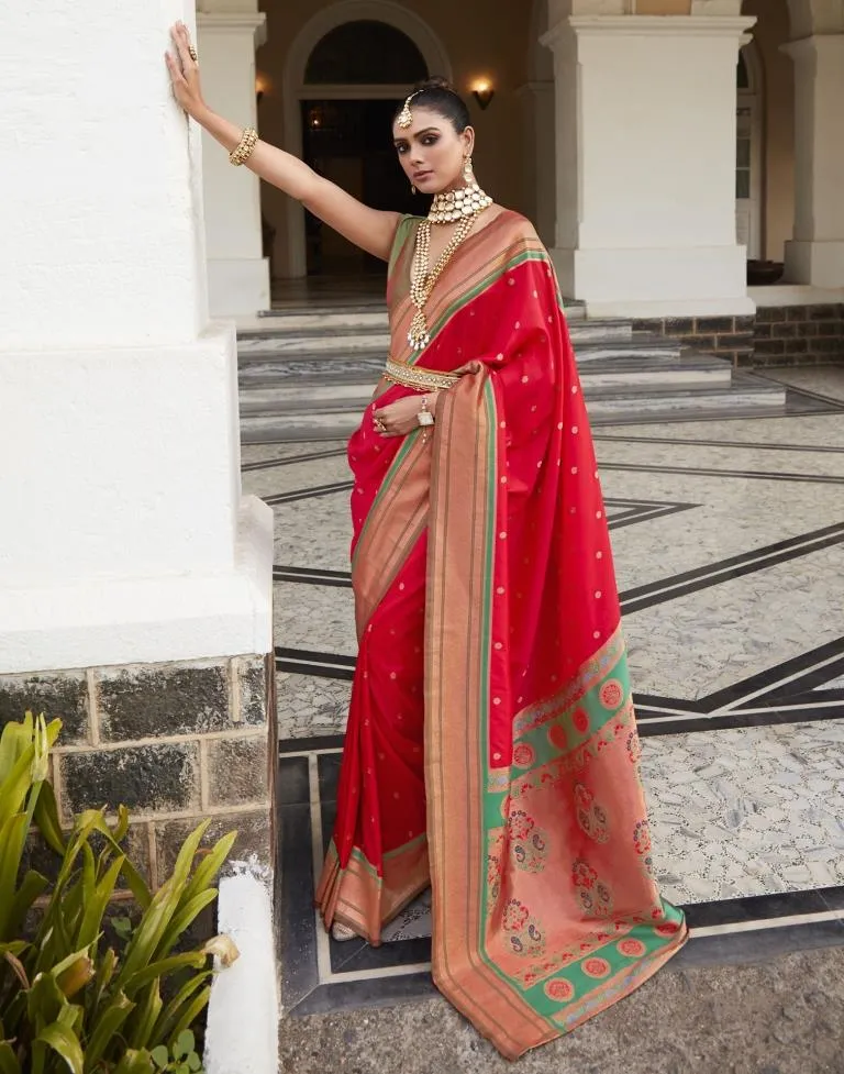 Red Silk Woven Sarees