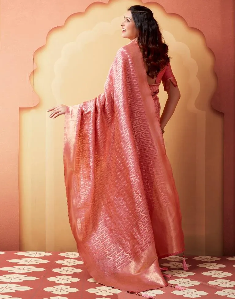 Rose Pink Silk Woven Sarees