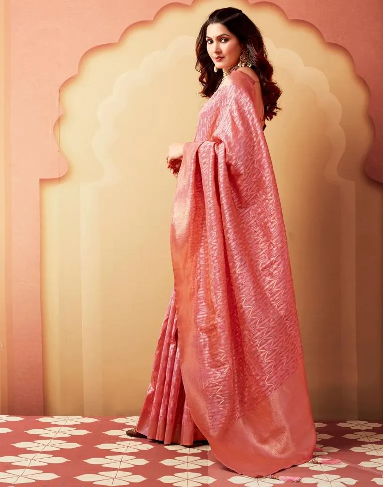 Rose Pink Silk Woven Sarees