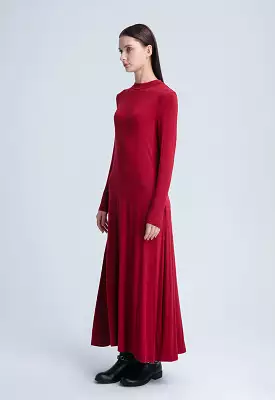 Round Neck Solid Dress