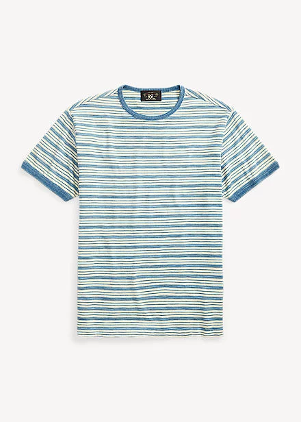 RRL Indigo Striped Jersey Ringer T-Shirt