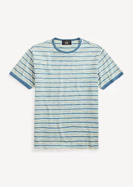 RRL Indigo Striped Jersey Ringer T-Shirt