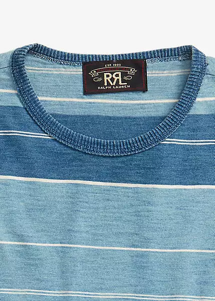 RRL Indigo Striped Jersey T-Shirt