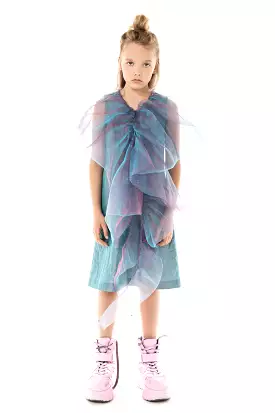 RUFFLE TURQUOISE BLUE DRESS