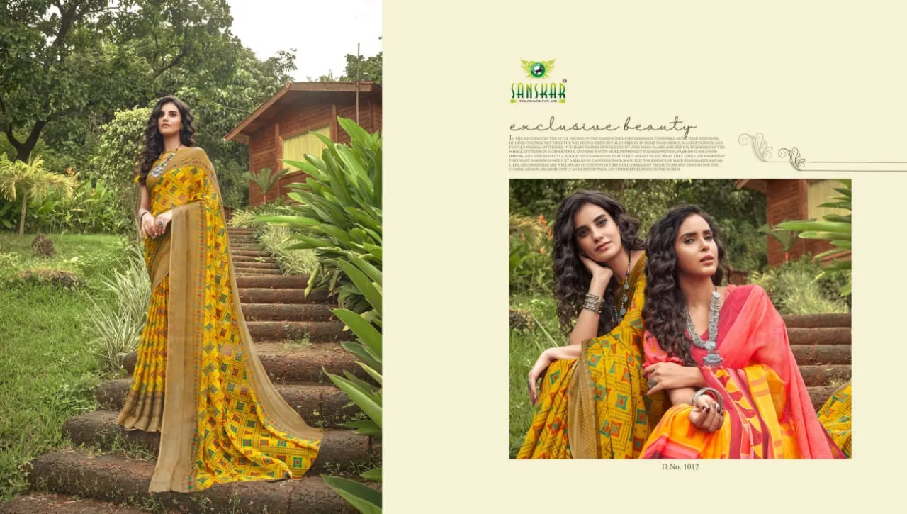 Sanskar Presents Fly Chiffon Fancy Desinger Sarees