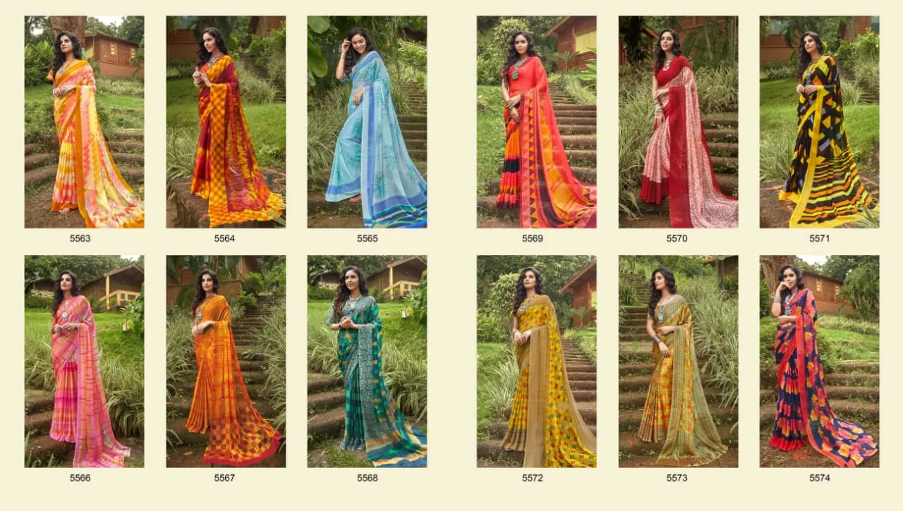 Sanskar Presents Fly Chiffon Fancy Desinger Sarees