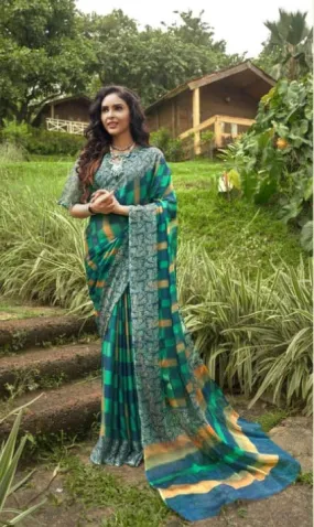 Sanskar Presents Fly Chiffon Fancy Desinger Sarees