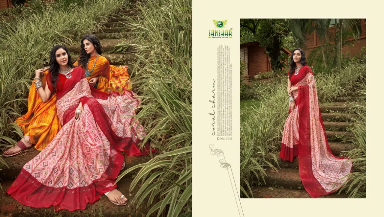 Sanskar Presents Fly Chiffon Fancy Desinger Sarees