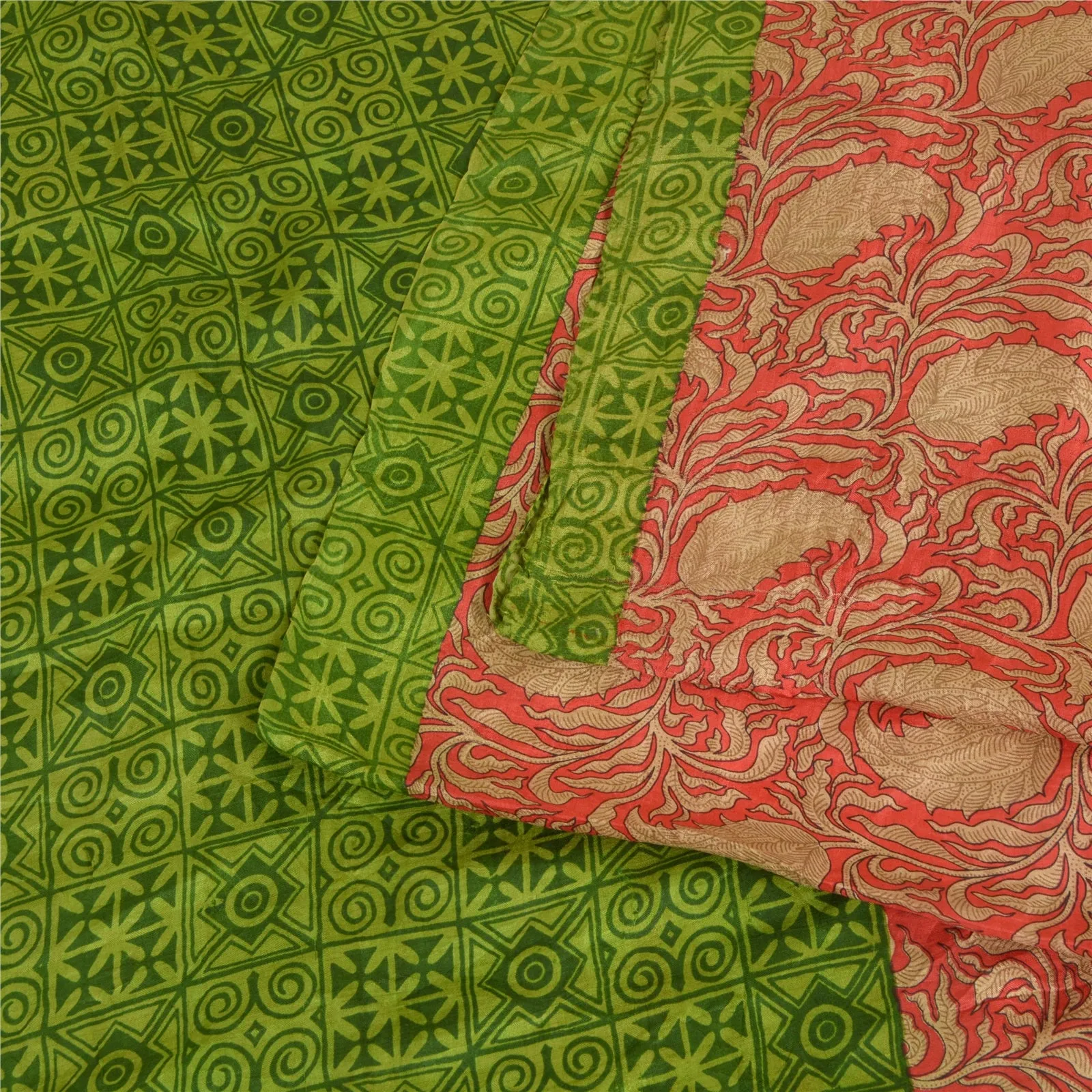 Sanskriti Vintage Sarees Pure Silk Quilting Felting Craft Fabric Printed Sari