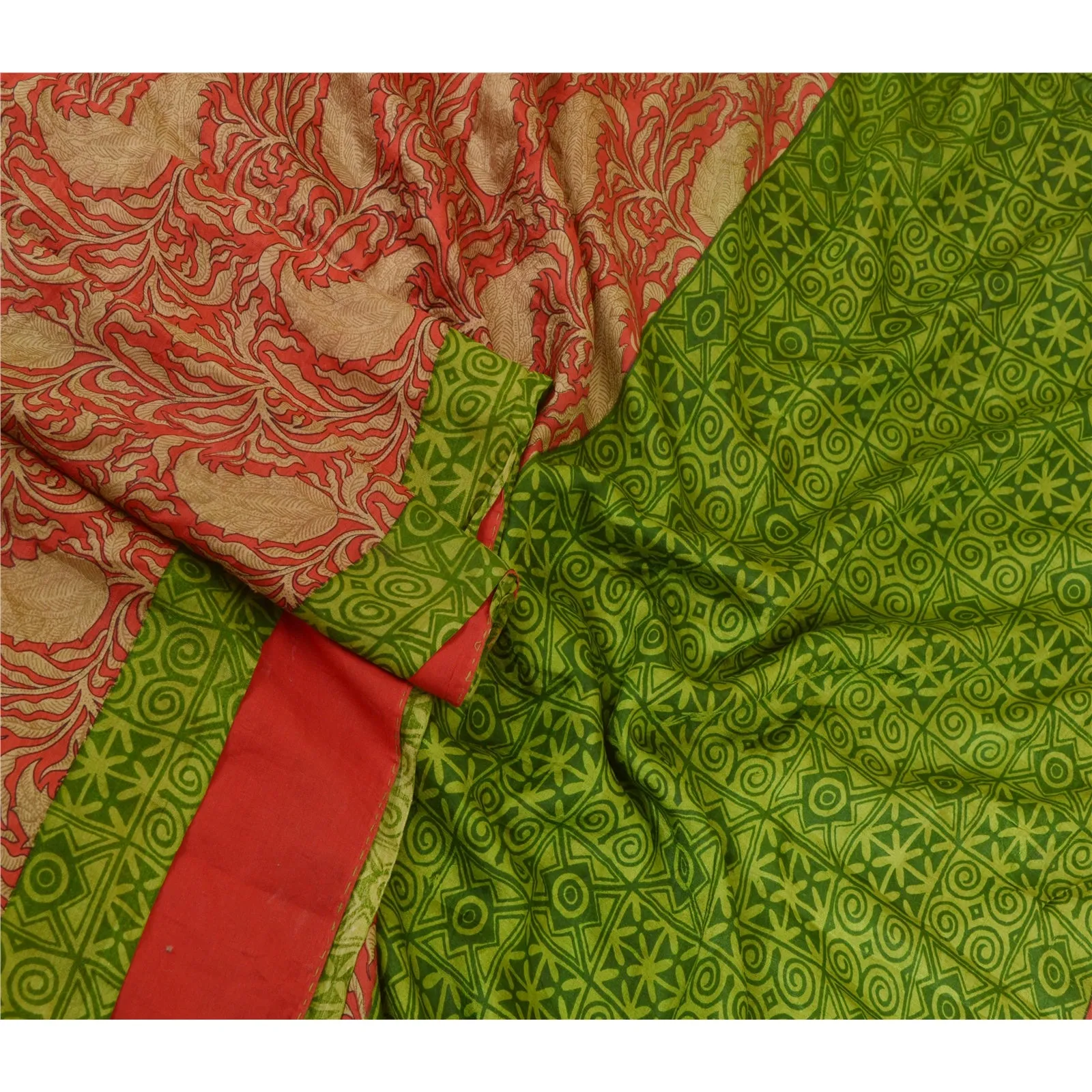 Sanskriti Vintage Sarees Pure Silk Quilting Felting Craft Fabric Printed Sari