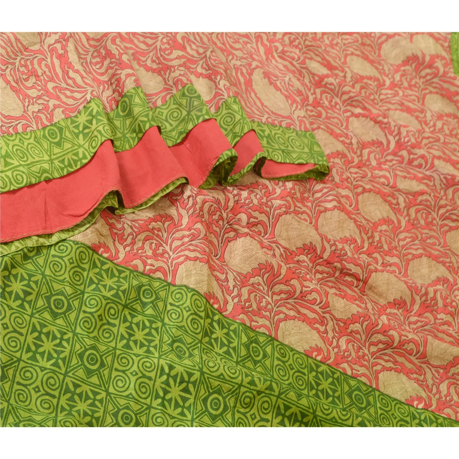 Sanskriti Vintage Sarees Pure Silk Quilting Felting Craft Fabric Printed Sari