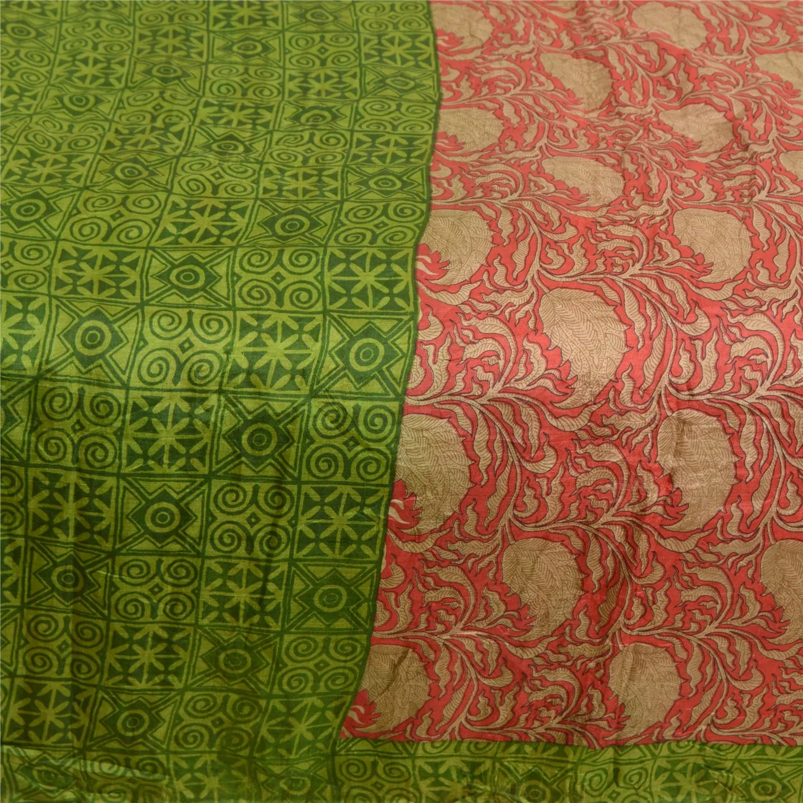 Sanskriti Vintage Sarees Pure Silk Quilting Felting Craft Fabric Printed Sari