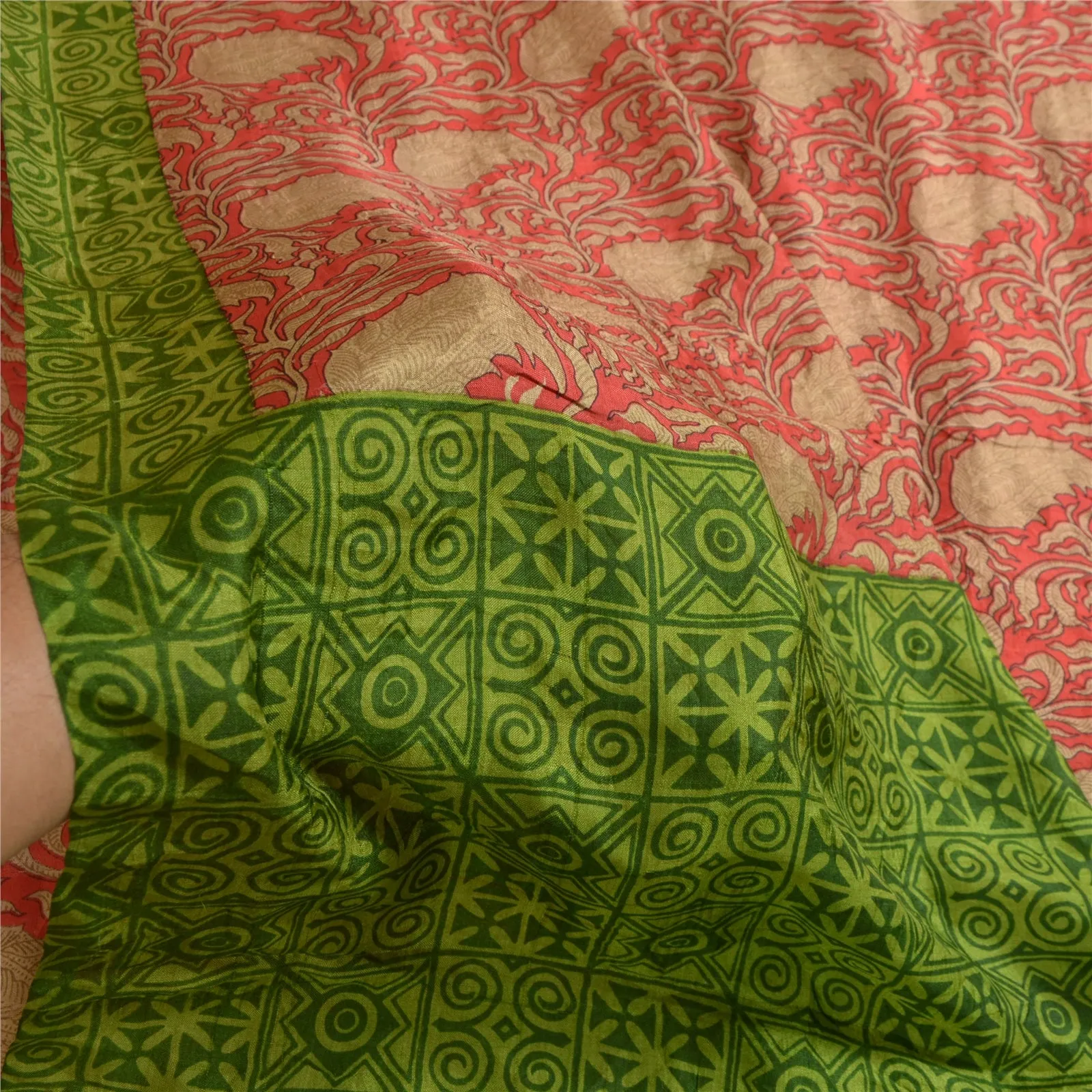 Sanskriti Vintage Sarees Pure Silk Quilting Felting Craft Fabric Printed Sari