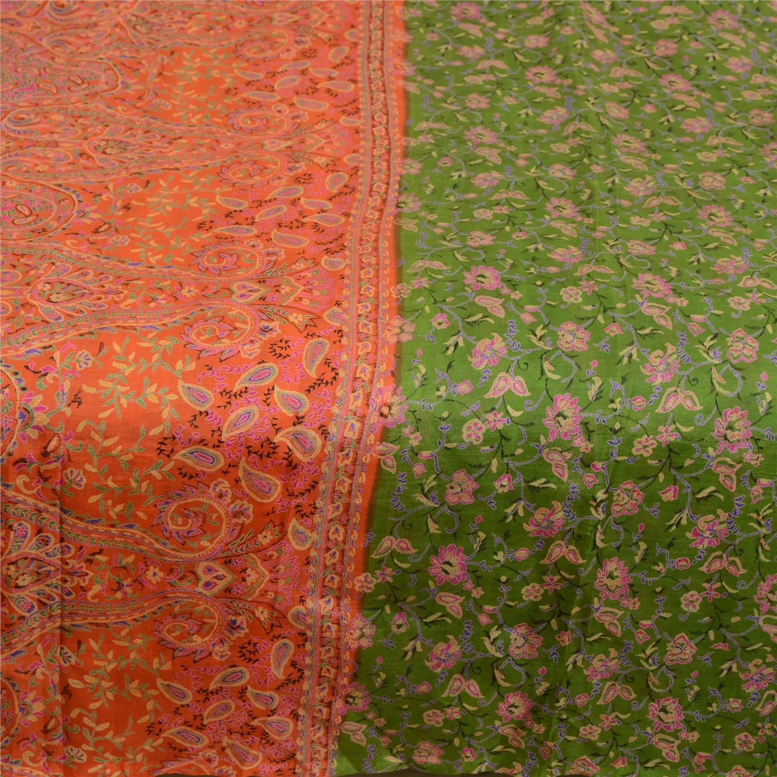 Sanskriti Vintage Sarees Quilting Felting Craft Fabric Pure Silk 6yd Print Sari