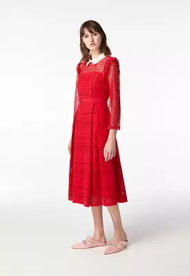 Schiffli Collar Dress