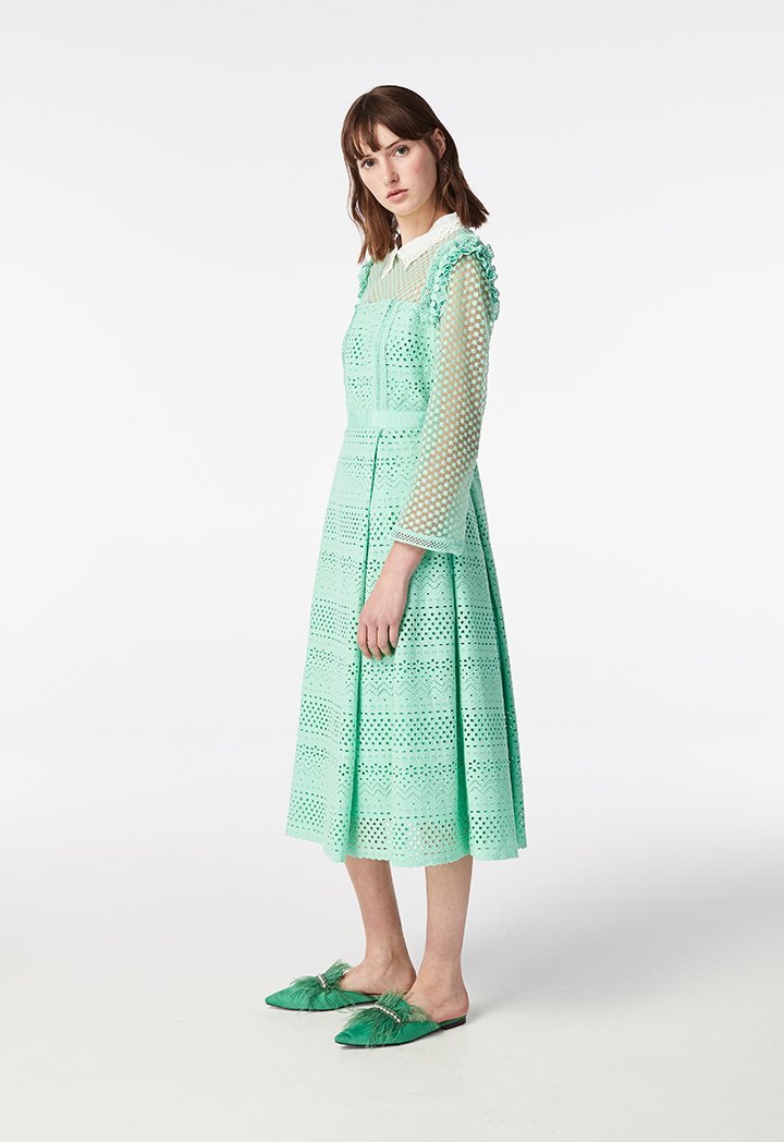 Schiffli Collar Dress