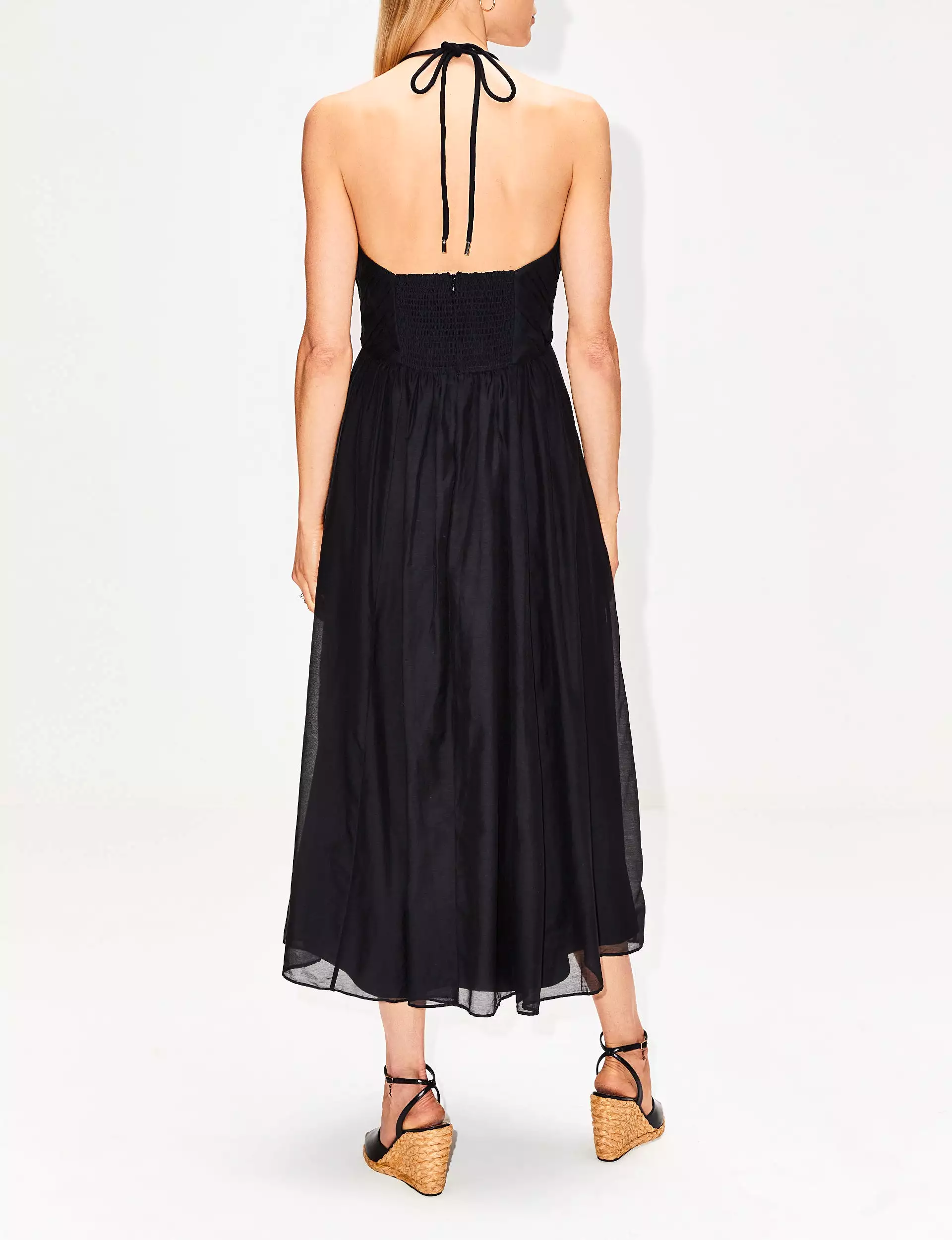 Shirred Halter Dress