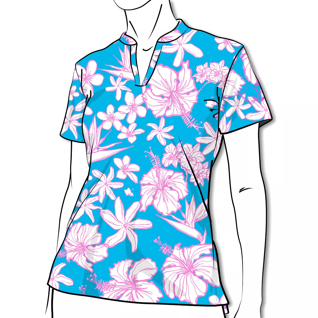 Sketchy Flora - OGA Ladies Polo - Cotton Candy