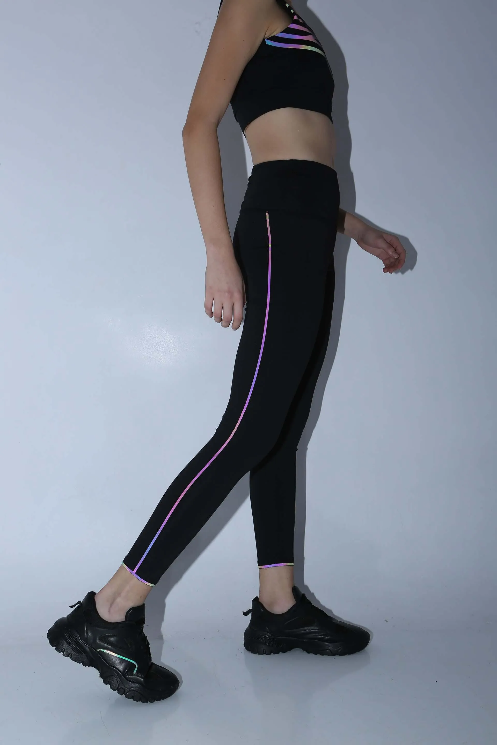 Streak Reflective Leggings Black