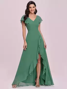 Sweet Wholesale Long V Neck Chiffon Bridesmaid Dress