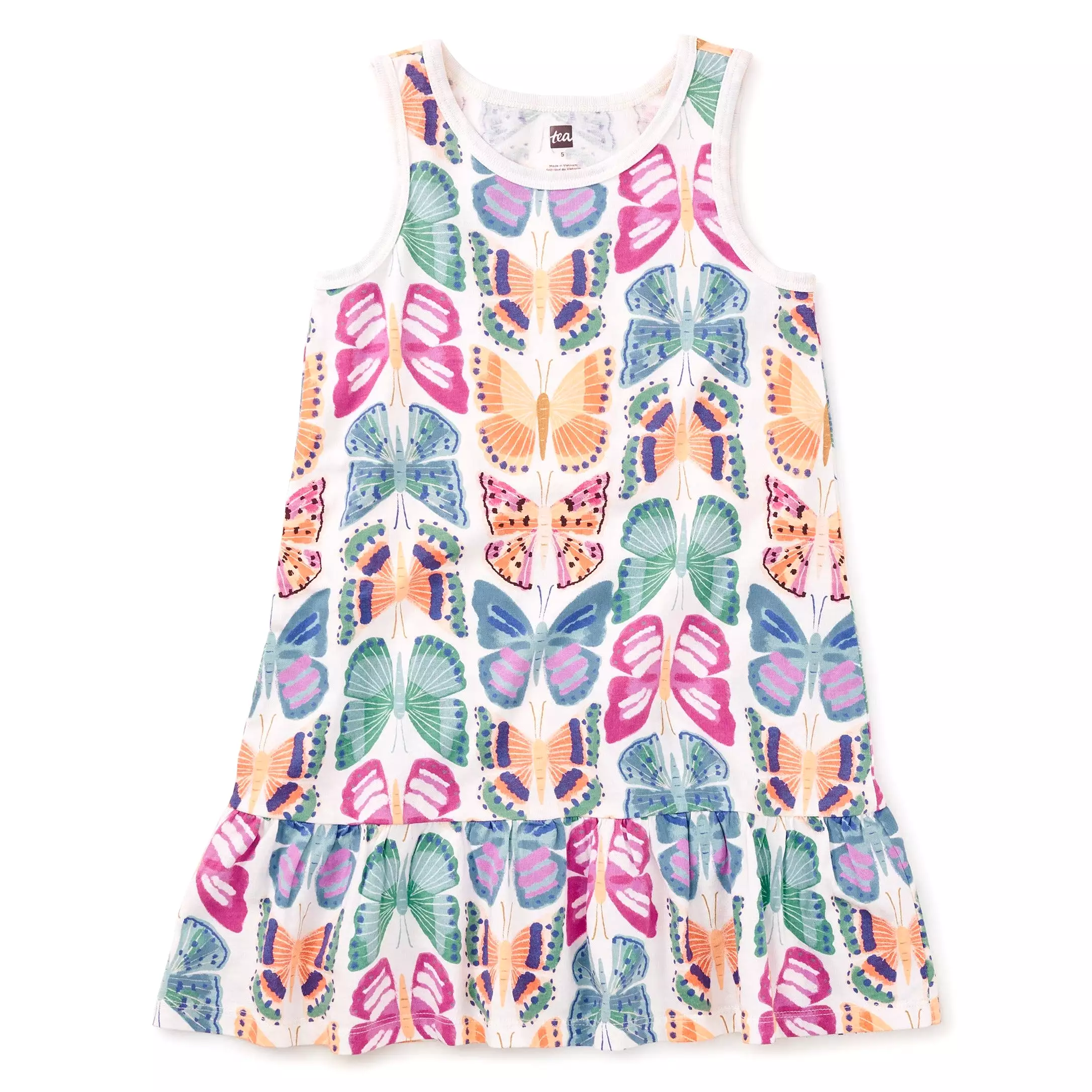 Tea Collection Mariposas Pintadas Ruffle Hem Tank Dress