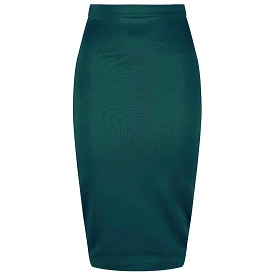 Teal Classic Stretch Emerald Pencil Bodycon Midi Office Work Skirt