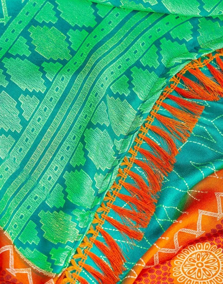 Teal Green Cotton Printed Sarees