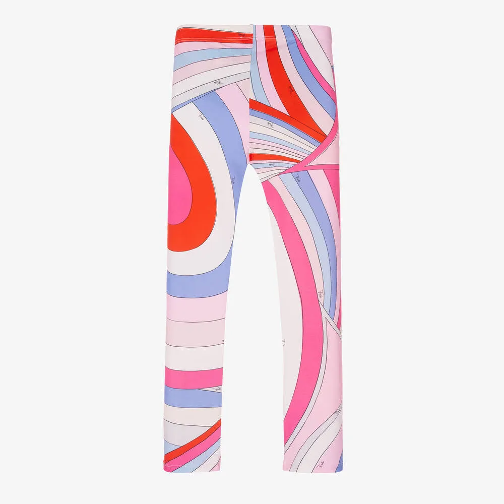 Teen Girls Pink Cotton Iride Leggings