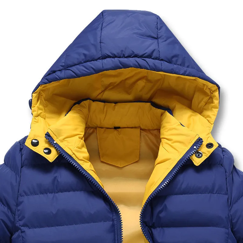 Thick Men Hooded Downs Jackets Men Warm Coats Slim Fit Down Men Parkas Men Plus Size SM6