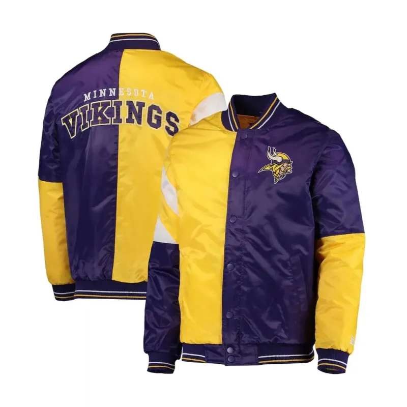 Tobias Minnesota Vikings Satin Varsity Jacket - William Jacket