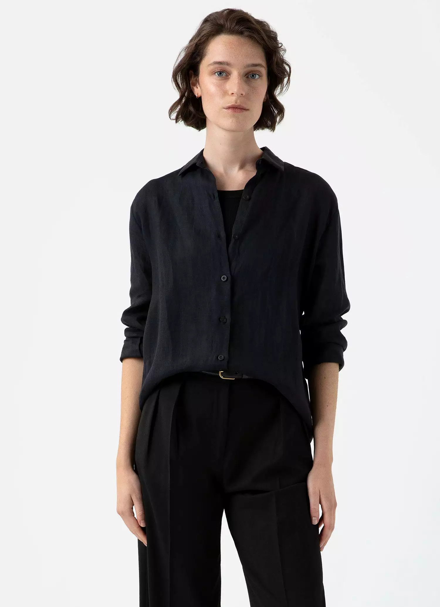 Women's Linen Shirt in Black