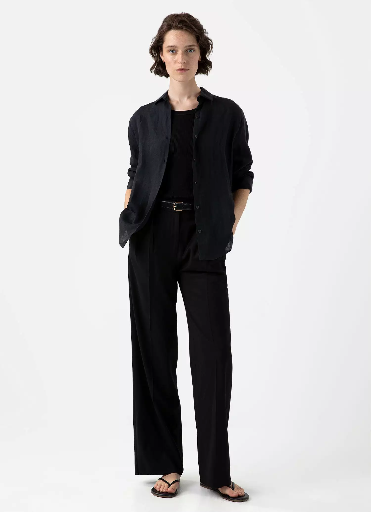 Women's Linen Shirt in Black