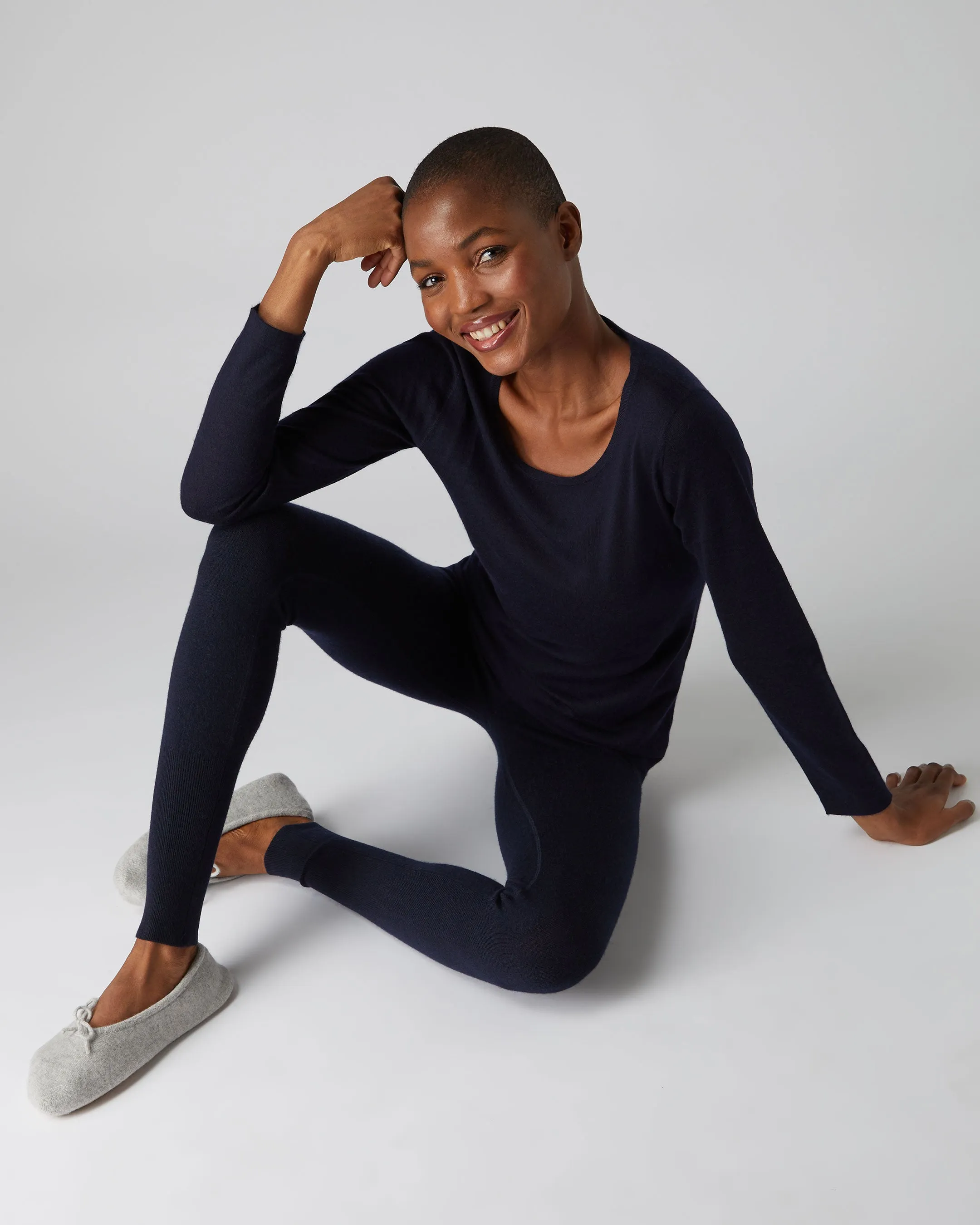 Women's Thea Cashmere Leggings Navy Blue