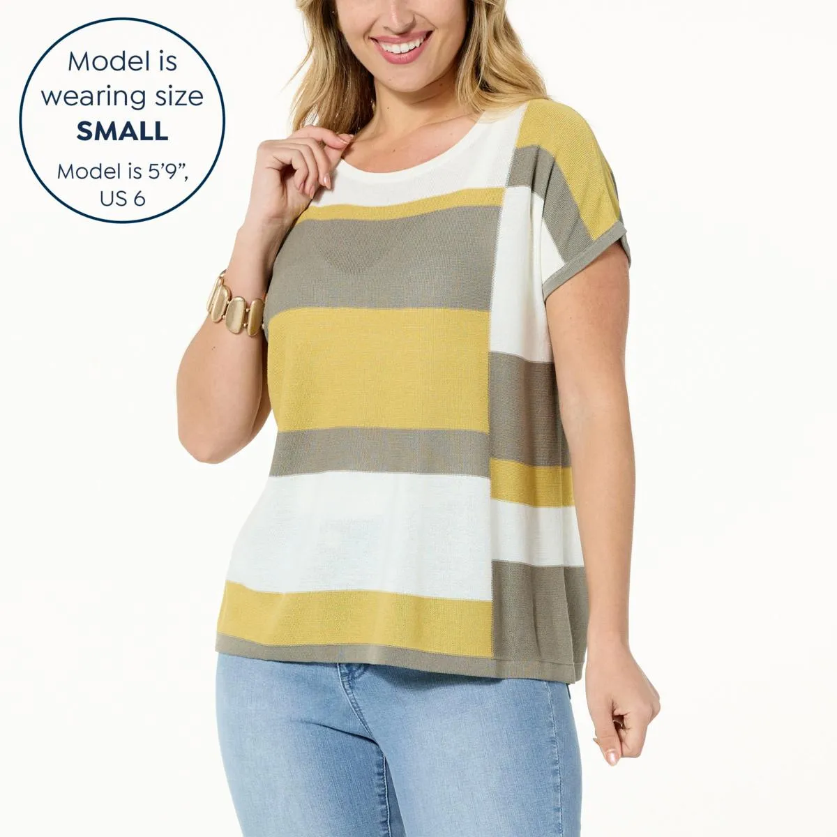      WynneCollection Striped Intarsia Sweater     