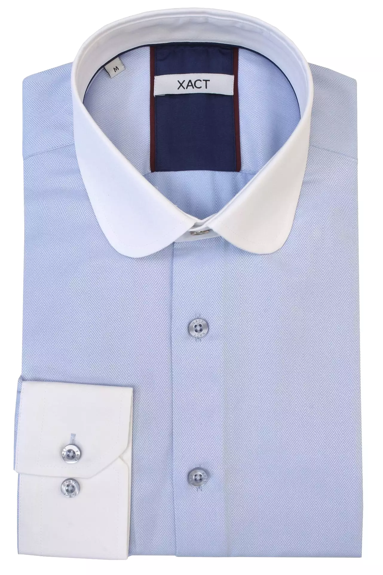 Xact Men's Club/ Penny Collar Shirt - White Contrast Collar & Cuffs