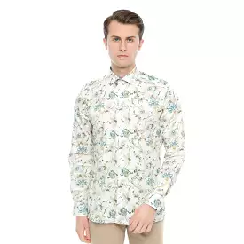 Xact Men's Crane Bird Print Long Sleeved Shirt, Regular Fit